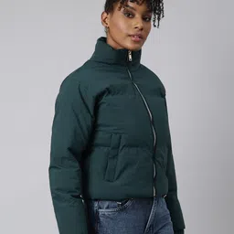 SHOWOFF Mock Collar Windcheater Crop Padded Jacket image 4