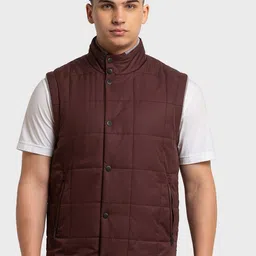 ColorPlus Men Maroon Striped Padded Jacket-picture-10