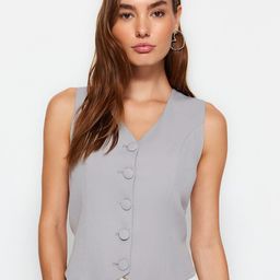 Trendyol Women V-Neck Woven Waistcoat-picture-29