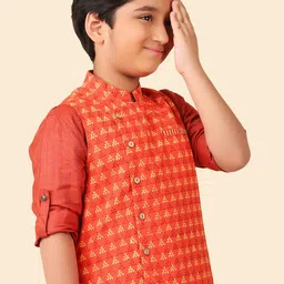 Fabindia Ethnic Motif Printed Mandarin Collar Nehru Jacket image 3