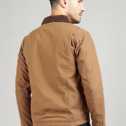 Royal Enfield Men Spread Collar Solid Casual Biker Jacket image 3