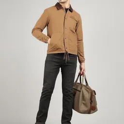 Royal Enfield Men Spread Collar Solid Casual Biker Jacket image 2