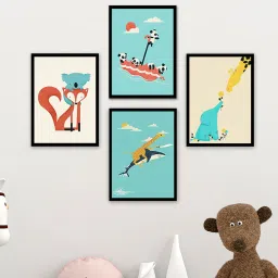 art street Multicolour Engineered Wood (Set of 4) Art Panels image 1