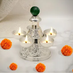 THE HOME CO. Green Textured Panchmukhi Diya image 3