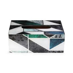 the home co. Shades Of Green & Gold MDF Wood New Mosaic Tissue Box image 3
