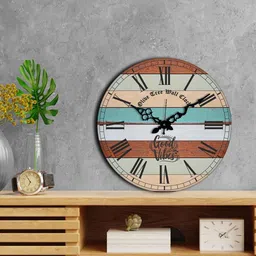 olive tree Romonov Multicolour Engineered Wood Wall Clock image 2