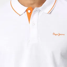Pepe Jeans Men Pure Cotton Polo Collar Regular Fit T-shirt image 2