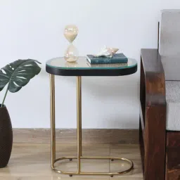 casacraft from pepperfry Wanita Metal End Table In Black And Gold Finish With Glass Top-picture-35