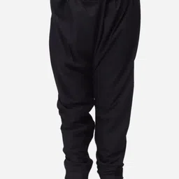 NAMASKAR Boys Black Pure Silk Churidar-image-3