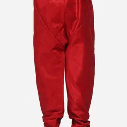 NAMASKAR Boys Maroon Solid Pure Silk Churidar image 3