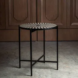 logam Olina Resin End Table In Black & White Finish image 1