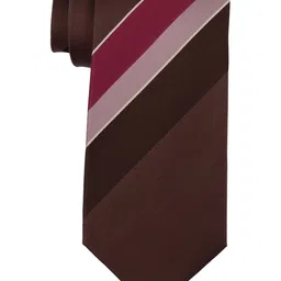 The Tie Hub Men Brown & Maroon Striped Broad Tie-picture-7