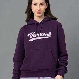 Mode by Red Tape Women Purple Printed Cotton Hooded Sweatshirt-picture-28