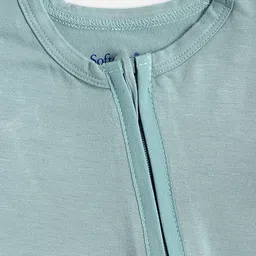 Softsens Kids Teal Bamboo Zipper Rompers with Footie image 4