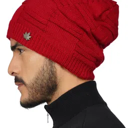 iSWEVEN Self Design Woolen Winter Beanie Caps image 2