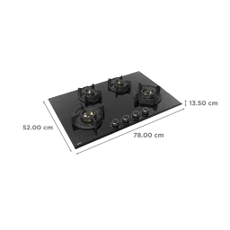 KAFF ASF 784 Tempered Glass Top 4 Burner Automatic Electric Hob (Flame Failure Device, Black) image 2