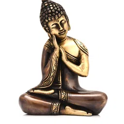CraftVatika Gold-Toned Resting Buddha Brass Showpiece-picture-24