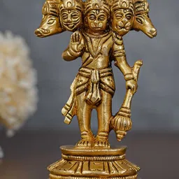 acraftsindia Yellow Five face Hanuman Idol Showpiece-image-0