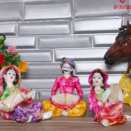 GW CREATIONS White 3 Pieces Marble Figurine Showpiece-image-66