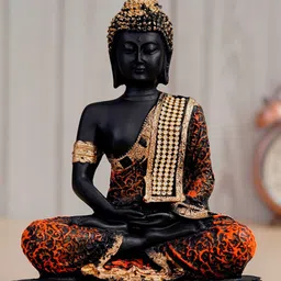 eCraftIndia Orange Meditating Buddha Decorative Showpieces-picture-33