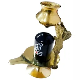 Navyaksh Gold Toned & Black Brass Shivling With Lota Pooja Essentials image 1