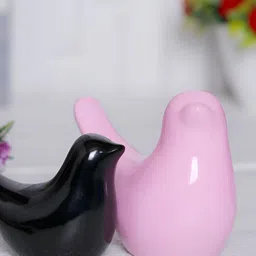 GW CREATIONS Black & Pink Tiny Birds and Animals Figurine Showpiece image 4