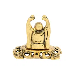 HANDICRAFTS PARADISE Gold-Toned Fengshui Laughing buddha Idol Tiny Showpiece image 4