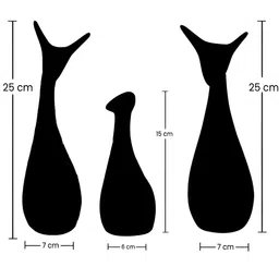 GW CREATIONS Black Figurine Glossy Deer Set Of 3 Showpiece image 2