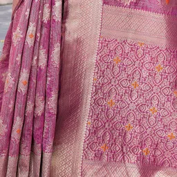 anouk rustic Anouk Pink Ethnic Motifs Woven Design Zari Organza Saree image 5