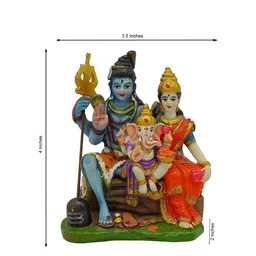 Gallery99 Blue & Red Hand-Painted Shiva Family Showpiece image 3