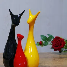 GW CREATIONS Black Figurine Glossy Deer Set Of 3 Showpiece image 4