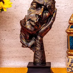 TIED RIBBONS Brown & Black Decorative Human Face Statue Showpiece-image-72