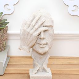 Aura White Poised Hand-On-Forehead Statue Figurine Showpiece-image-51
