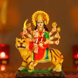 TIED RIBBONS Red & yellow Goddess Nav Durga Devi Sherawali Mata Idol Showpieces-image-75