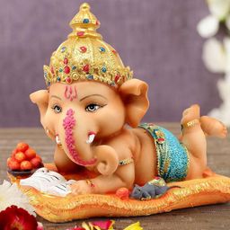 TIED RIBBONS Nude-Coloured & Blue Polyresin Handcrafted Lord Ganesha Showpiece-picture-35