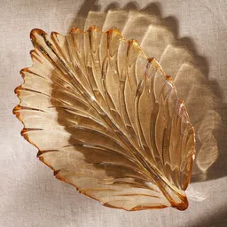 Pure Home and Living Brown Glass Leaf Platter Showpieces-picture-32