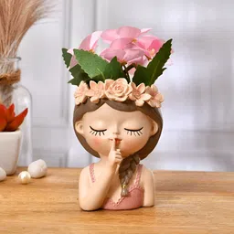 Aura Pink Cute Flower Girl Head Figurine Showpiece-image-39