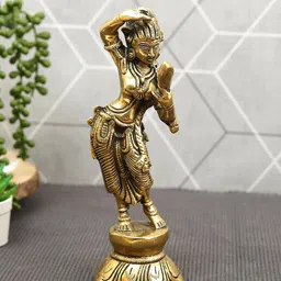 Imli Street Gold Toned Textured Mirror Lady Brass Figurine Showpieces-picture-36