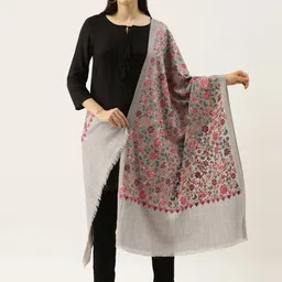 Pashmoda Floral Embroidered Pure Woollen Shawl-image-0