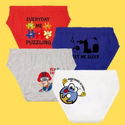 NUSYL Boys Pack Of 4 Printed Anti Bacterial Cotton Basic Brief image 1