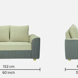 casacraft from pepperfry Elysia Waterproof Velvet 2 Seater Sofa In Cream And Fossil Grey Colour image 2