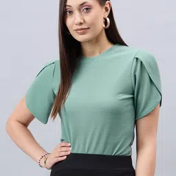 Style Quotient Green Round Neck Regular Top image 1