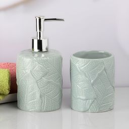 Kookee Green 2 piece Abstract Ceramic Bath Accessories Set-picture-21