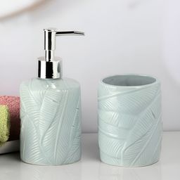 Kookee Green 2 pieces Textured Ceramic Bath Accessories Set-picture-23
