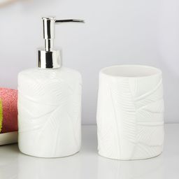 Kookee White 2 piece Abstract Ceramic Bath Accessories Set-picture-22