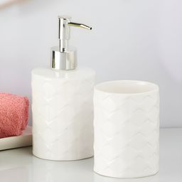 Kookee White 2 pieces Abstract Ceramic Bath Accessories Set-picture-26