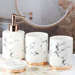 Kookee White & Grey 4 pieces Abstract Ceramic Bath Accessories Set-picture-18