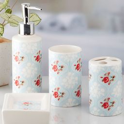 Kookee Blue & Red 4 Pieces Abstract Bath Accessories Set-picture-18