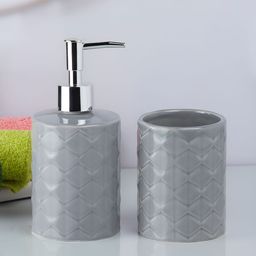 Kookee Grey 2 Pieces Cylindrical Ceramic Bath Accessories Set-picture-36
