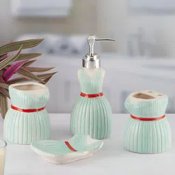 Kookee Blue 4 Pieces Abstract Ceramic Bath Accessories Set image 2